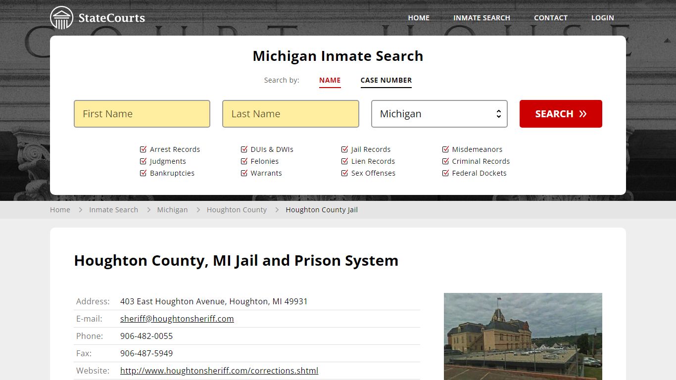 Houghton County Jail Inmate Records Search, Michigan - StateCourts